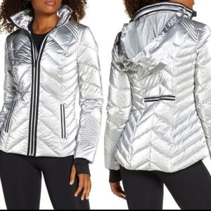 Blanc Noir Silver Reflective Puffer Jacket